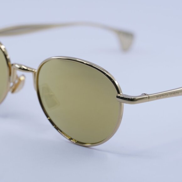 Bottega Veneta BV1396S 002 Sunglasses Gold Round Frame, Grey with Gold Lenses main image 6